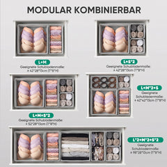 Sekey Aufbewahrungsboxen Set 6er Set aus Vliesstoff – Faltbare Stoffboxen Organizer für Schubladen & Regale, Hellgrau, Größenmix S für Kleidung, Unterwäsche & Accessoires