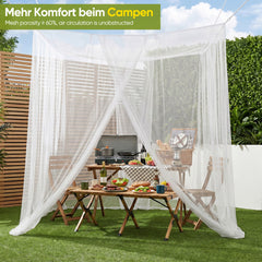 Sekey Moskitonetz für Doppelbett 220×200×200 cm – 2 Eingänge, 360° Insektenschutz, 220 Mesh Feinmaschig, mit Aufhängeset für Zuhause, Reisen & Camping
