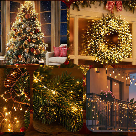 Salcar LED Cluster Lichterkette aus Kupferdraht – 5m/10m/15m/20m, 200–800 LEDs, Wasserdicht, 8 Modi, Timer & Memory, für Innen & Außen, Weihnachtsbaum, Garten, Hochzeit, Party – Warmweiß Salcar