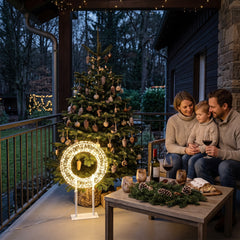 Salcar LED Lichterkranz 3D Metall – Weihnachtskranz mit warmweißen LEDs, Timer und 8 Lichtmodi