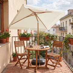 Sekey Sonnenschirm Balkon 200x125 cm rechteckig in Holzoptik – höhenverstellbar, neigbar mit Aluminium-Drehgelenk, UV50+ Polyester, Push-Up-System für Balkon, Terrasse & Garten
