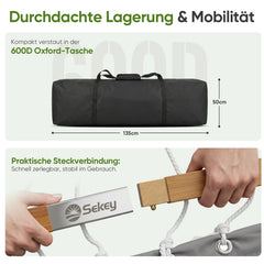 Sekey Hängemattengestell mit Doppelhängematte – Hängematte mit Gestell für 2 Personen, mit Kissen, bis 200 kg belastbar, für Garten, Balkon & Outdoor