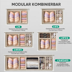 Sekey Aufbewahrungsboxen Set 6er Set aus Vliesstoff – Faltbare Stoffboxen Organizer für Schubladen & Regale, Beige, Größenmix S für Kleidung, Unterwäsche & Accessoires