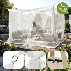Sekey Moskitonetz Pavillon 3,5×2,5×2,5 m – Großes Fliegennetz für Pergola & Terrasse, Stabiler Mückenschutz Garten Outdoor mit Zubehör