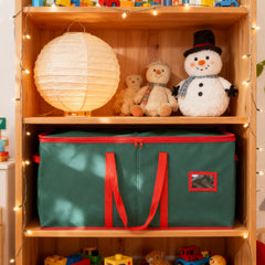 Salcar Grüne Aufbewahrungsbox für 128 Weihnachtskugeln – Faltbare Christbaumkugel-Box 64,8×32,3×34,2 cm mit 128 Fächern, Tragegriffen & Doppelreißverschluss