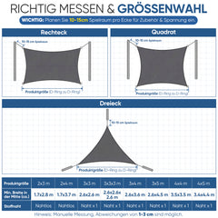 Sunula Sonnensegel 3x3x3m wasserdicht Dreieckig – PES 160g/m² mit heißversiegelter Naht, UV-Schutz 95% UPF50+, reißfest & wetterfest mit Edelstahl-D-Ringen für Balkon, Terrasse & Garten (Anthrazit)