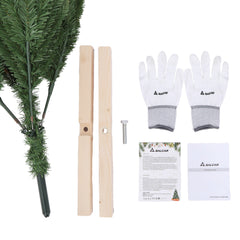 SALCAR Artificial Christmas Tree 180 cm / 210 cm – Realistic PVC Christmas Tree with Wooden Stand for Indoor &amp; Outdoor Use