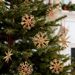 Salcar 24-piece straw star set – Handmade Christmas tree decorations made from natural straw for sustainable and festive Christmas decoration