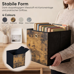 Sekey Aufbewahrungsboxen 6er Set 33 × 33 × 33 cm – Faltbare Stoffboxen mit Grifföse, stabile Ordnungsboxen für Kallax-Regale, Braun
