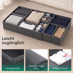 Sekey Schubladen-Organizer 12er Set – Faltbare Kleiderschrank Organizer aus Vliesstoff mit stabiler Bodenplatte, Aufbewahrungsboxen für Unterwäsche, Socken, Kleidung & Accessoires