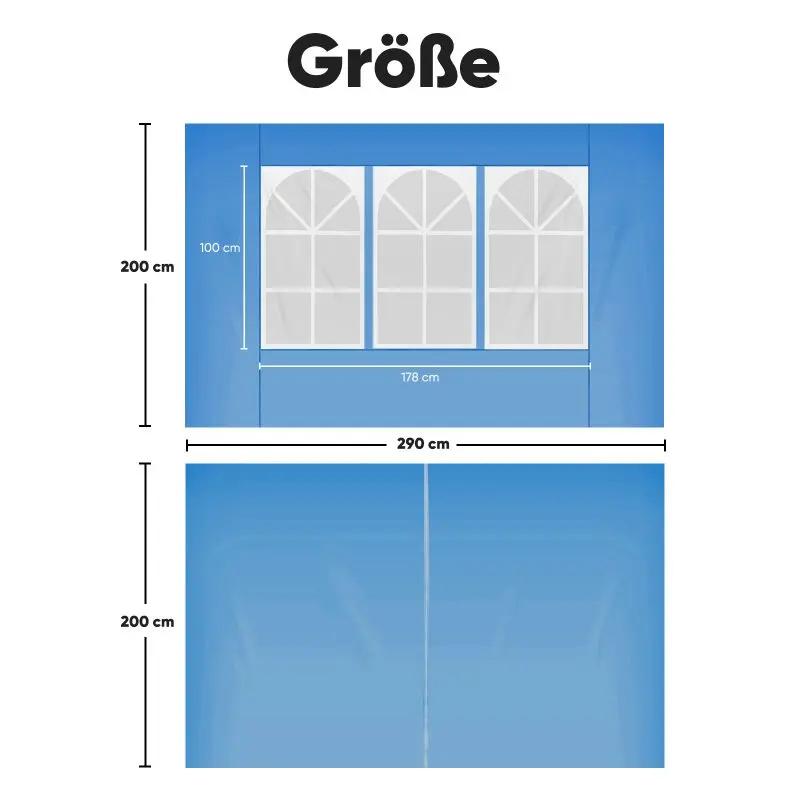Sekey 3×3m Seitenwand für Pavillon, 2er Set, mit Reißverschlussv und Fenster Sekey