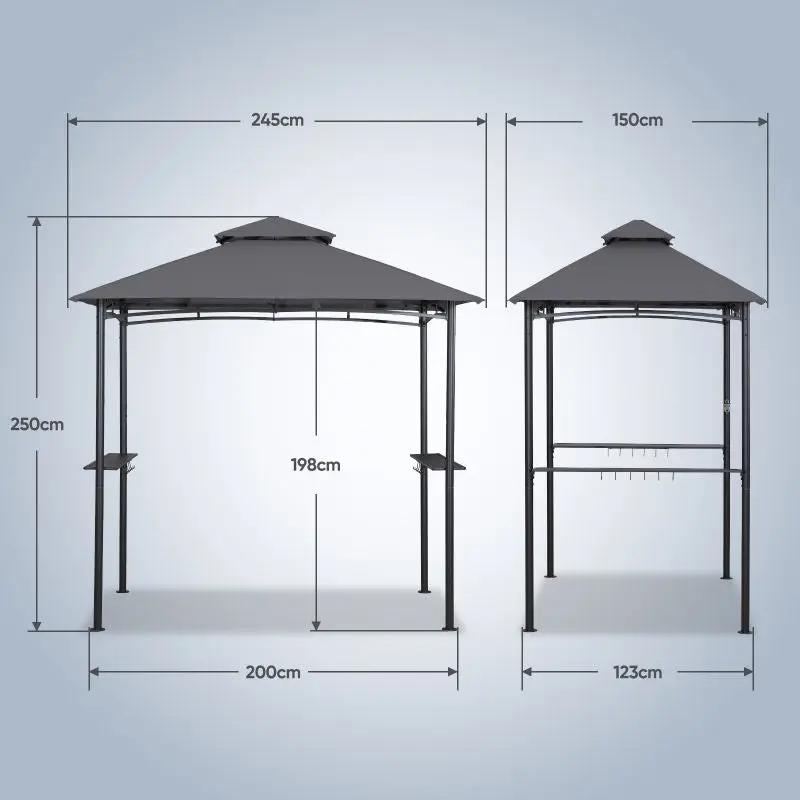 Sekey 245 x 150 x 250 cm Grillpavillon mit Ablage und Haken Sekey