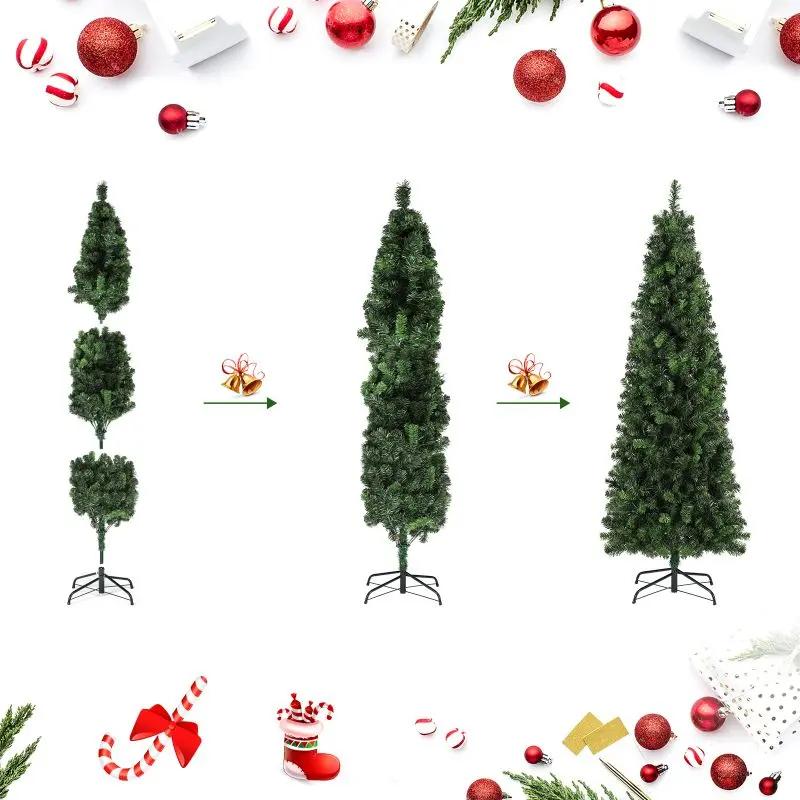 Salcar 180/210cm Künstlicher Weihnachtsbaum in Bleistiftform (schmal), mit 618/818 PVC Nadeln Salcar
