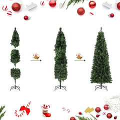 Salcar 180/210cm Künstlicher Weihnachtsbaum in Bleistiftform (schmal), mit 618/818 PVC Nadeln Salcar