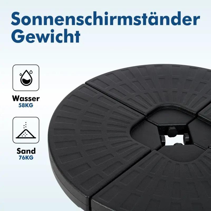 Sekey 4-teilig Schirmgewicht für Ampelschirm, befüllbar bis 76 kg Sekey