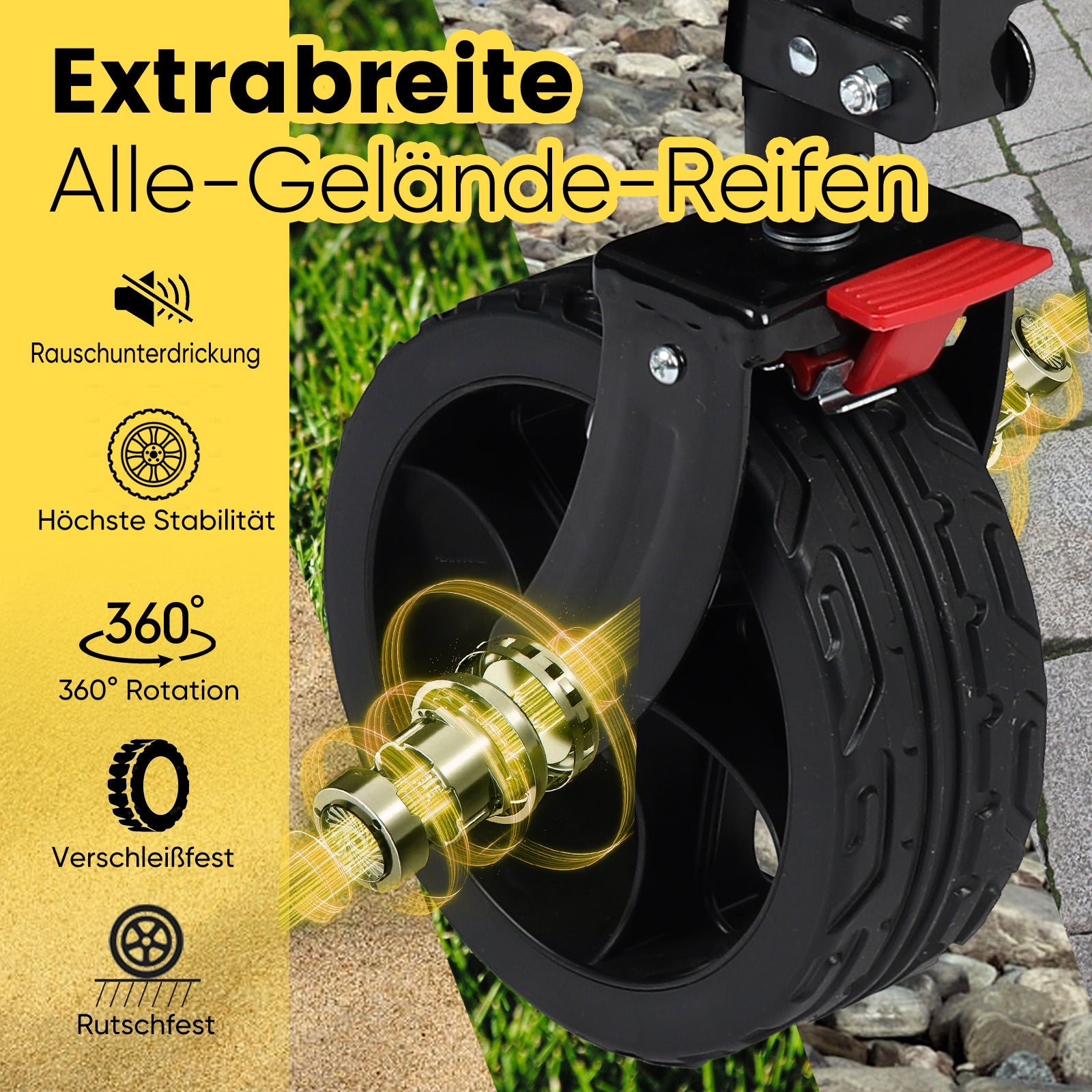 Sekey 4020 Faltbarer Bollerwagen 150kg mit Bremsen & Breitreifen – Robuster Handwagen für Gelände & Outdoor Sekey