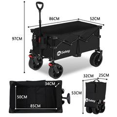 Sekey XXL Bollerwagen Faltbar 150L – Mit Bremsen, 150 kg Tragkraft, Breite All-Terrain-Reifen, Patentierter 4-Wege-Faltmechanismus, Kein Aufbau nötig (Modell 4020)