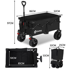 Sekey 4020 Faltbarer Bollerwagen 150kg mit Bremsen & Breitreifen – Robuster Handwagen für Gelände & Outdoor Sekey