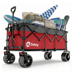 Sekey 300L / 150KG Foldable Handcart, Patented Foldable from Four Directions, with Brakes and Extra Wide Wheels