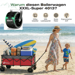 Sekey 300L / 150KG Foldable Handcart, Patented Foldable from Four Directions, with Brakes and Extra Wide Wheels