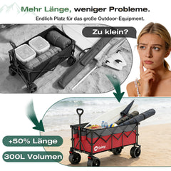 Sekey 300L / 150KG Foldable Handcart, Patented Foldable from Four Directions, with Brakes and Extra Wide Wheels