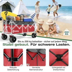 Sekey 300L / 150KG Foldable Handcart, Patented Foldable from Four Directions, with Brakes and Extra Wide Wheels