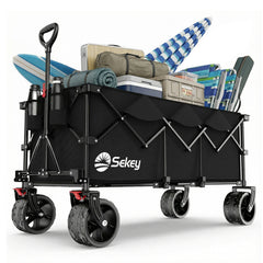 Sekey 300L / 150KG Foldable Handcart, Patented Foldable from Four Directions, with Brakes and Extra Wide Wheels