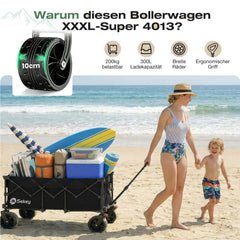 Sekey 300L / 150KG Foldable Handcart, Patented Foldable from Four Directions, with Brakes and Extra Wide Wheels