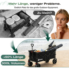 Sekey 300L / 150KG Foldable Handcart, Patented Foldable from Four Directions, with Brakes and Extra Wide Wheels