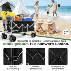 Sekey 300L / 150KG Foldable Handcart, Patented Foldable from Four Directions, with Brakes and Extra Wide Wheels