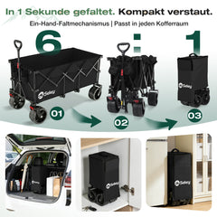 Sekey 300L / 150KG Foldable Handcart, Patented Foldable from Four Directions, with Brakes and Extra Wide Wheels