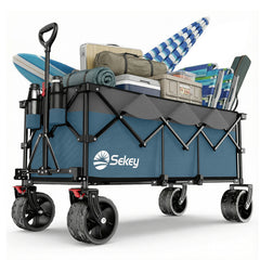 Sekey 300L / 150KG Foldable Handcart, Patented Foldable from Four Directions, with Brakes and Extra Wide Wheels
