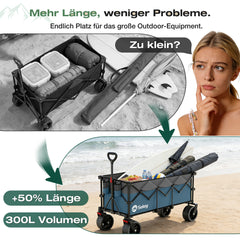 Sekey 300L / 150KG Foldable Handcart, Patented Foldable from Four Directions, with Brakes and Extra Wide Wheels