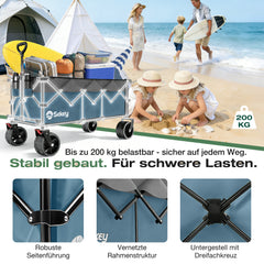 Sekey 300L / 150KG Foldable Handcart, Patented Foldable from Four Directions, with Brakes and Extra Wide Wheels