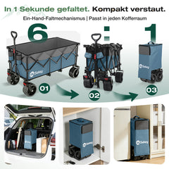 Sekey 300L / 150KG Foldable Handcart, Patented Foldable from Four Directions, with Brakes and Extra Wide Wheels