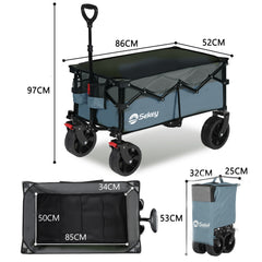 Sekey XXL Bollerwagen Faltbar 150L – Mit Bremsen, 150 kg Tragkraft, Breite All-Terrain-Reifen, Patentierter 4-Wege-Faltmechanismus, Kein Aufbau nötig (Modell 4020)