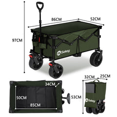 Sekey XXL Bollerwagen Faltbar 150L – Mit Bremsen, 150 kg Tragkraft, Breite All-Terrain-Reifen, Patentierter 4-Wege-Faltmechanismus, Kein Aufbau nötig (Modell 4020)