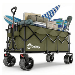 Sekey 300L / 150KG Foldable Handcart, Patented Foldable from Four Directions, with Brakes and Extra Wide Wheels