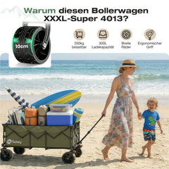 Sekey 300L / 150KG Foldable Handcart, Patented Foldable from Four Directions, with Brakes and Extra Wide Wheels