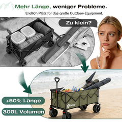 Sekey 300L / 150KG Foldable Handcart, Patented Foldable from Four Directions, with Brakes and Extra Wide Wheels