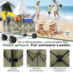 Sekey 300L / 150KG Foldable Handcart, Patented Foldable from Four Directions, with Brakes and Extra Wide Wheels
