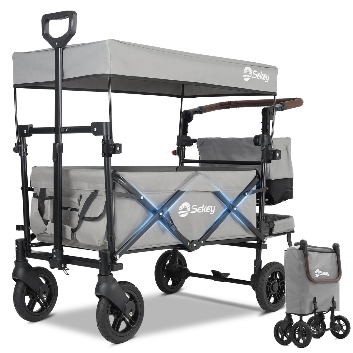 Sekey 150KG Faltbarer Bollerwagenmit Dach, Bollerwagen Kinder Handwagen, 5050