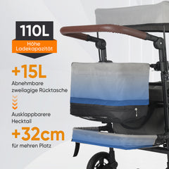 Sekey 150KG Faltbarer Bollerwagenmit Dach, Bollerwagen Kinder Handwagen, 5050
