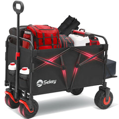 Sekey Faltbarer Transportwagen mit 200 kg Belastbarkeit – Robuster Bollerwagen mit Blasformreifen für Strand & Garten Sekey