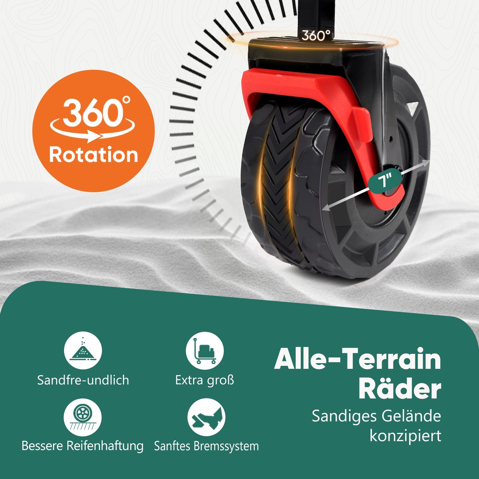 Sekey Faltbarer Transportwagen mit 200 kg Belastbarkeit – Robuster Bollerwagen mit Blasformreifen für Strand & Garten Sekey