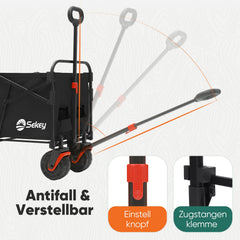 Sekey Faltbarer Transportwagen mit 200 kg Belastbarkeit – Robuster Bollerwagen mit Blasformreifen für Strand & Garten Sekey