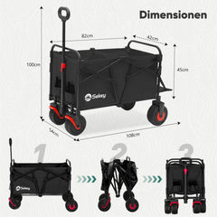 Sekey Faltbarer Transportwagen mit 200 kg Belastbarkeit – Robuster Bollerwagen mit Blasformreifen für Strand & Garten Sekey