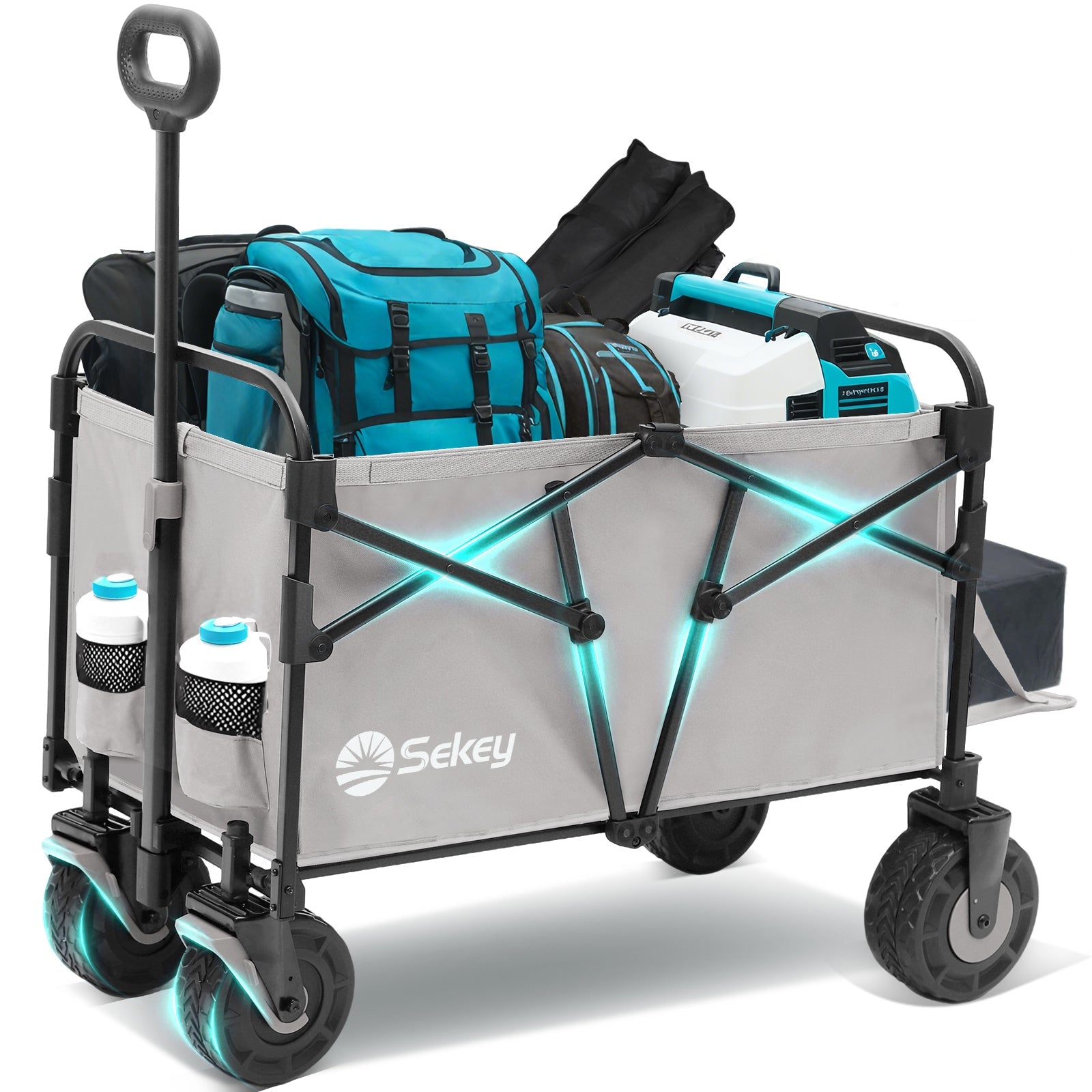 Sekey Faltbarer Transportwagen mit 200 kg Belastbarkeit – Robuster Bollerwagen mit Blasformreifen für Strand & Garten Sekey