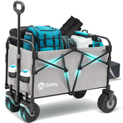 Sekey Faltbarer Transportwagen mit 200 kg Belastbarkeit – Robuster Bollerwagen mit Blasformreifen für Strand & Garten Sekey