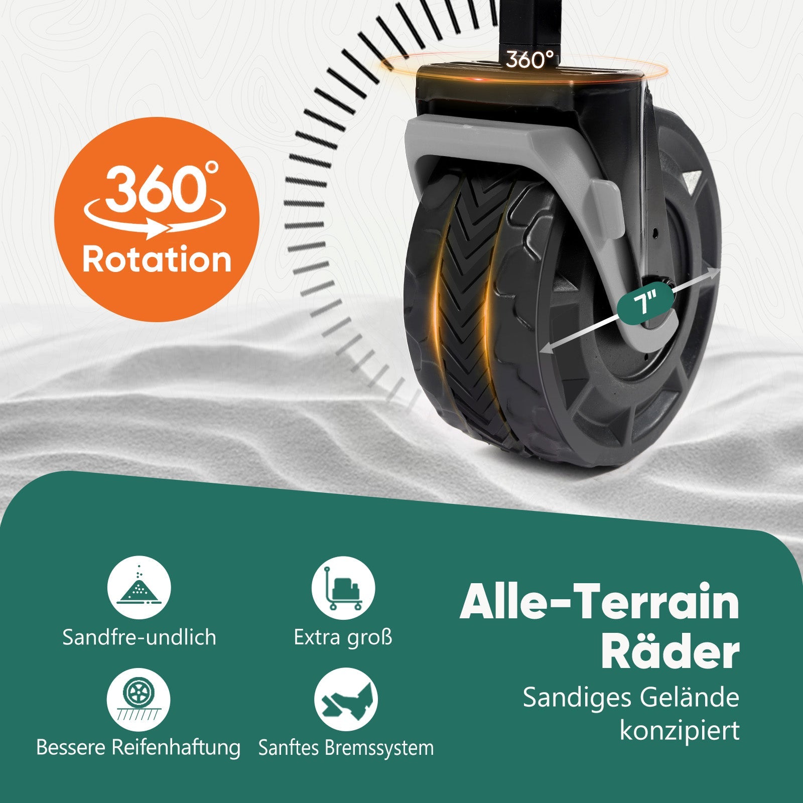 Sekey Faltbarer Transportwagen mit 200 kg Belastbarkeit – Robuster Bollerwagen mit Blasformreifen für Strand & Garten Sekey